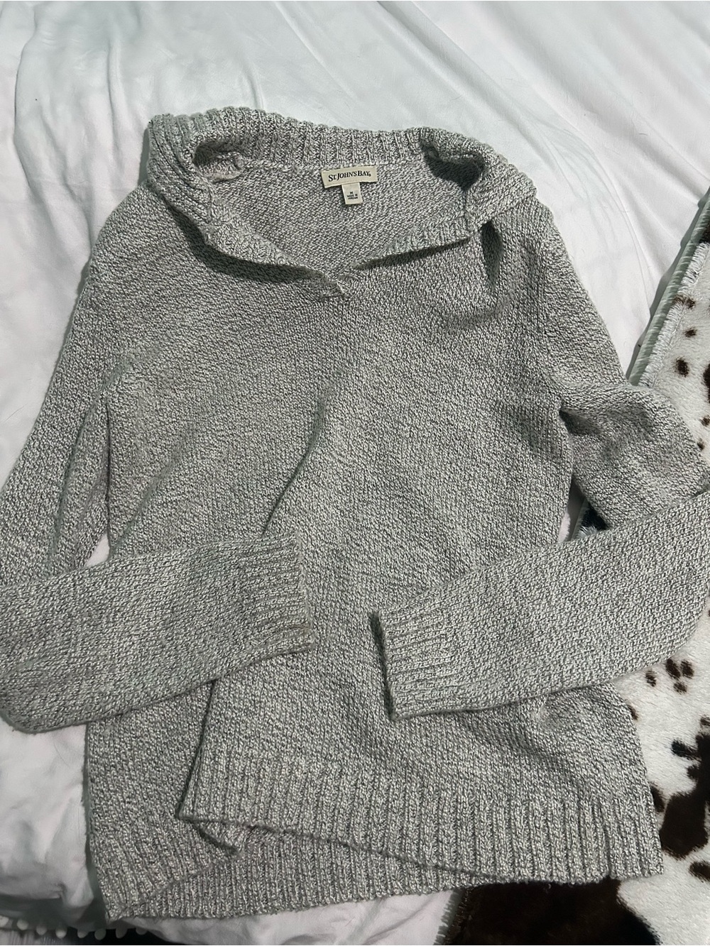 St. John's Bay Heather Gray Cowl Neck Pullover Sweater